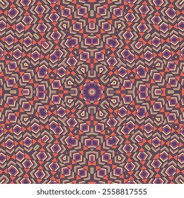 Decorative geometric seamless ornament vector composition. Trendy cloth print. Tribal mosaic texture. Asian traditional design. Decor elements.