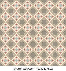 Decorative geometric seamless pattern. Abstract graphic art, colorful decorative seamless background for invitation card design. Vector repeating texture for textile fabric or paper print. 