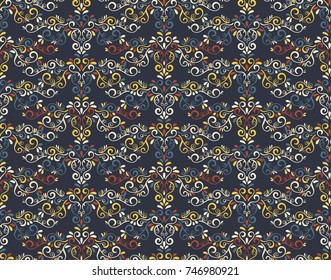 Decorative geometric seamless pattern.  Abstract swirls repeating background, wallpaper, backdrop, texture.