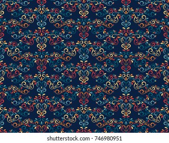 Decorative geometric seamless pattern.  Abstract swirls repeating background, wallpaper, backdrop, texture.