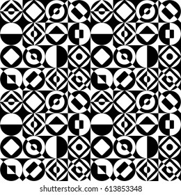 Decorative geometric seamless pattern. Black and white ornament