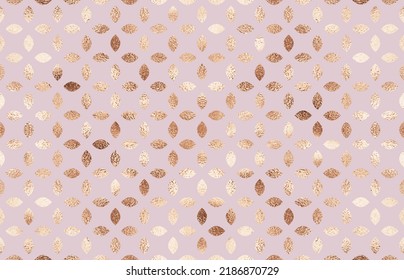 Decorative geometric seamless pattern design with rose gold tile.