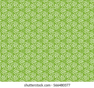 decorative geometric seamless pattern with flower element. vector illustration. for wallpaper, decor, fabric textile. green, silver color