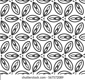 decorative geometric seamless pattern with flower element. vector illustration. for wallpaper, decor, fabric textile. black and white
