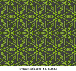 decorative geometric seamless pattern with flower element. vector illustration. for wallpaper, decor, fabric textile. green, grey color