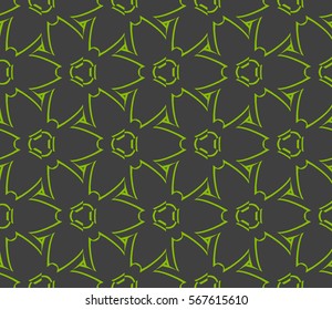 decorative geometric seamless pattern with flower element. vector illustration. for wallpaper, decor, fabric textile. green, grey color