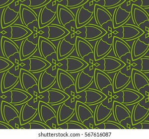 decorative geometric seamless pattern with flower element. vector illustration. for wallpaper, decor, fabric textile. green, grey color