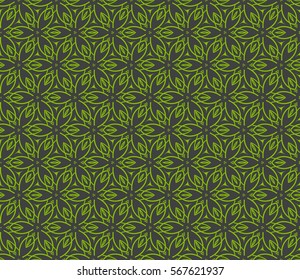 decorative geometric seamless pattern with flower element. vector illustration. for wallpaper, decor, fabric textile. green, grey color