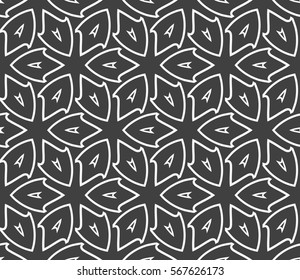 decorative geometric seamless pattern with flower element. vector illustration. for wallpaper, decor, fabric textile. white, black color