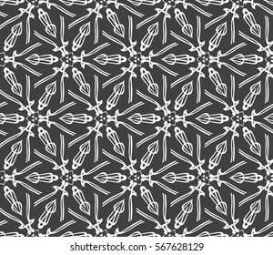 decorative geometric seamless pattern with flower element. vector illustration. for wallpaper, decor, fabric textile. white, black color