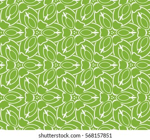decorative geometric seamless pattern with flower element. vector illustration. for wallpaper, decor, fabric textile. green, silver color