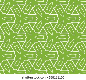 decorative geometric seamless pattern with flower element. vector illustration. for wallpaper, decor, fabric textile. green, silver color