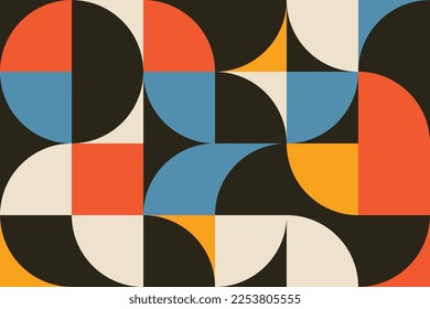 Decorative geometric shape composition seamless pattern design in the Bauhause style