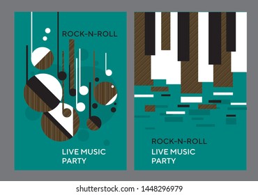 Afiche musical de formas geométricas decorativas con composición dinámica de textura. Elemento de diseño abstracto para tarjeta, cabecera, invitación, afiche. Panel de formas geométricas de vibraciones antiguas.