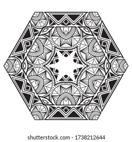 Decorative geometric snowflake, retro art deco style ornament.