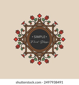 Decorative Geometric tribal Floral Emblem line 