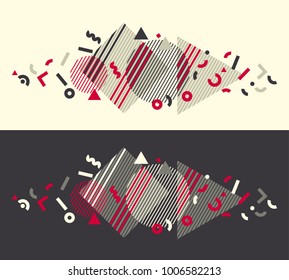 Decorative geometric vector illustration in retro colors. red and gray vintage palette pattern for header, banner, poster.