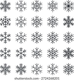 Decorative Geometric Winter Snowflake Crystal Pattern Icons