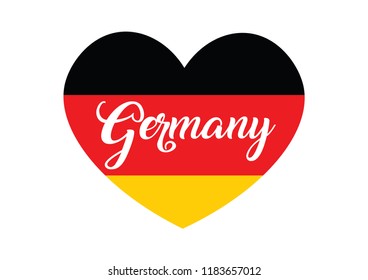 Decorative Germany Text on Heart Shape with the Colors of Germany Flag