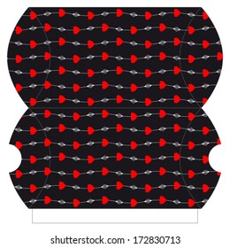 Decorative gift box with hearts vector template