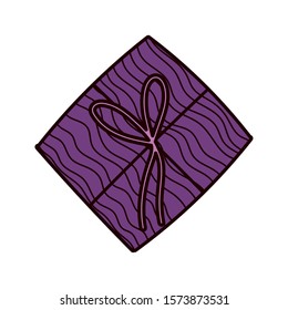 decorative gift box surprise ornament icon vector illustration