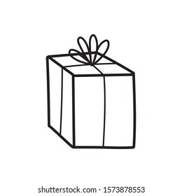 decorative gift box surprise ornament icon vector illustration thick line