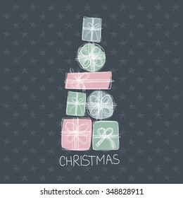 Decorative gift boxes formed as Christmas tree