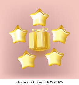 Decorative gift boxes with gold bow on white background. Top view. Vector illustration