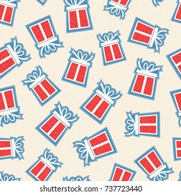 Decorative gift boxes pattern background. Vector illustration