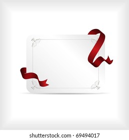 Decorative gift card with red ribbon