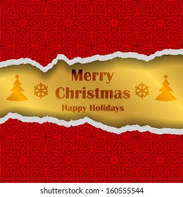 Decorative Gift Wrap Torn Paper With Merry Christmas (EPS10 Vector)