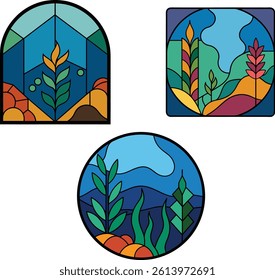 Decorative Glass  charge  Window set colorful design art 