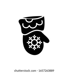 Icono negro de guantes decorativos, ilustración conceptual, símbolo plano vectorial, signo de glifo.