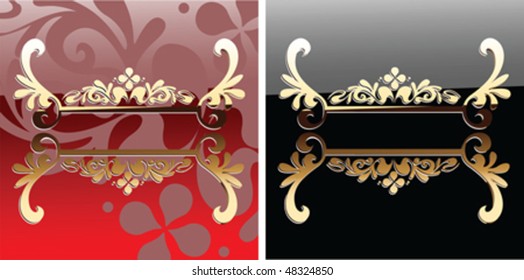 Decorative Glow Ornate Red And Black Banner. Vector Illustration.
