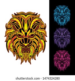 decorative glowing lion set from pattern