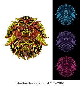 decorative glowing lion set from pattern