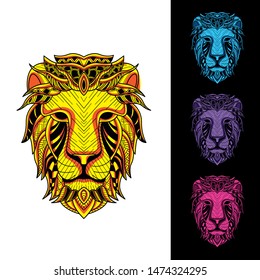 decorative glowing lion set from pattern