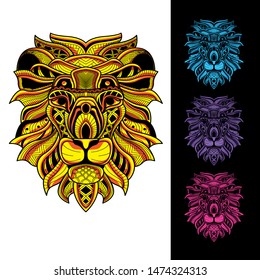 decorative glowing lion set from pattern