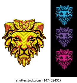 decorative glowing lion set from pattern