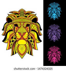 decorative glowing lion set from pattern