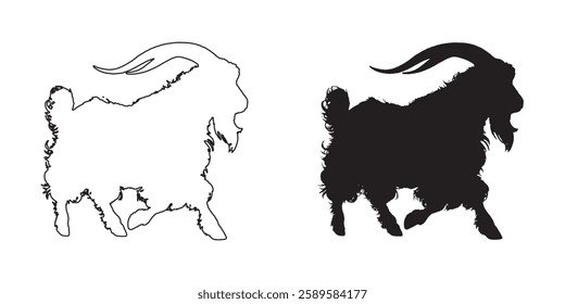 Decorative Goat Silhouette - Elegant Goat Outline for Merchandise
