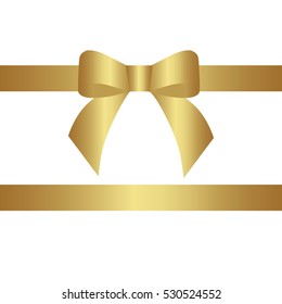 decorative gold bow two horizontal gold ribbons. Vector bow for page decor
