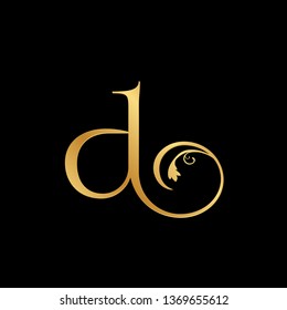 Decorative gold floral, letter d