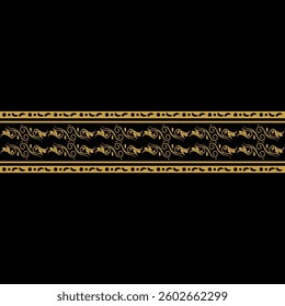 Decorative gold floral seamless ornament border element art