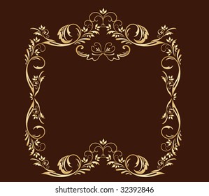 Decorative gold frame. Gold collection.