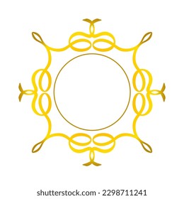 Decorative gold frame for invitations. Postcard design.