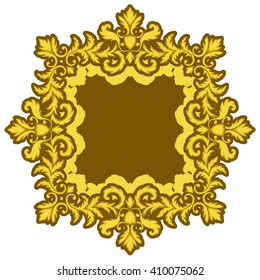 Decorative Gold Frame isolated on white background.  Decorative element. Ornamental Frame. Baroque Frame. Tile element