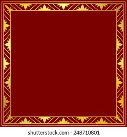 Decorative gold frame on a red background