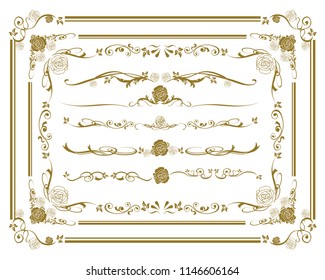 decorative gold frame set Vector