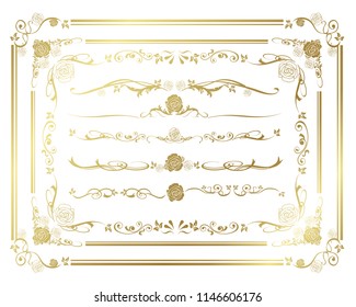 decorative gold frame set Vector